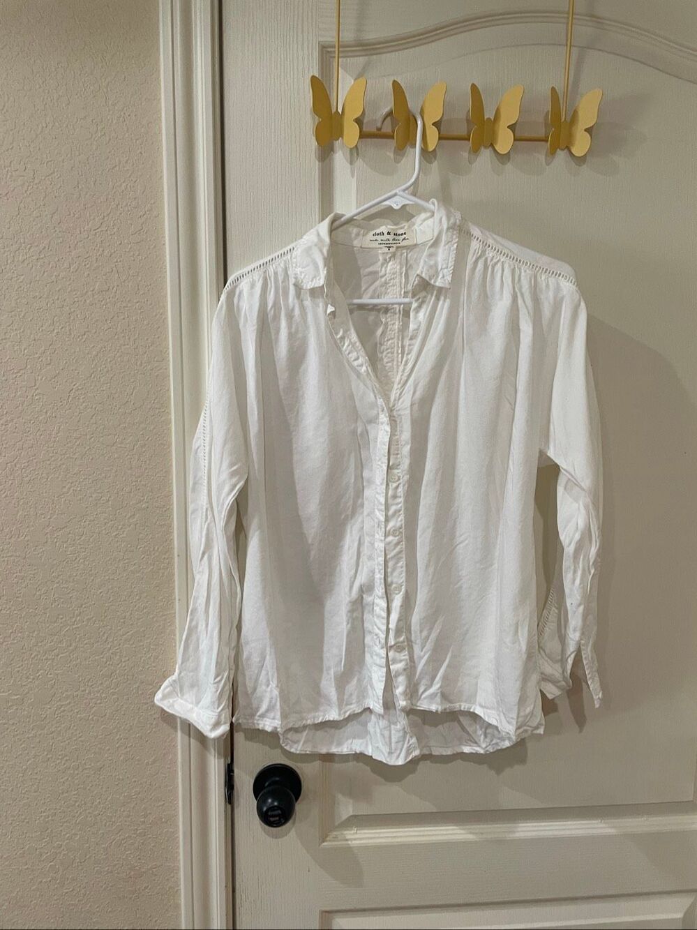 Anthropologie Cloth and Stone Lattice Trim Button Up Shirt